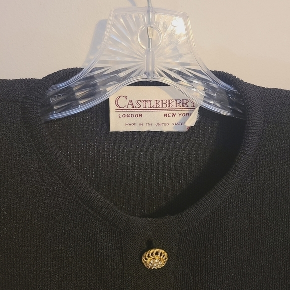 Castleberry | Women's Vintage Black Cardigan Sweater With Gold Buttons (Size 14) - Picture 5 of 14